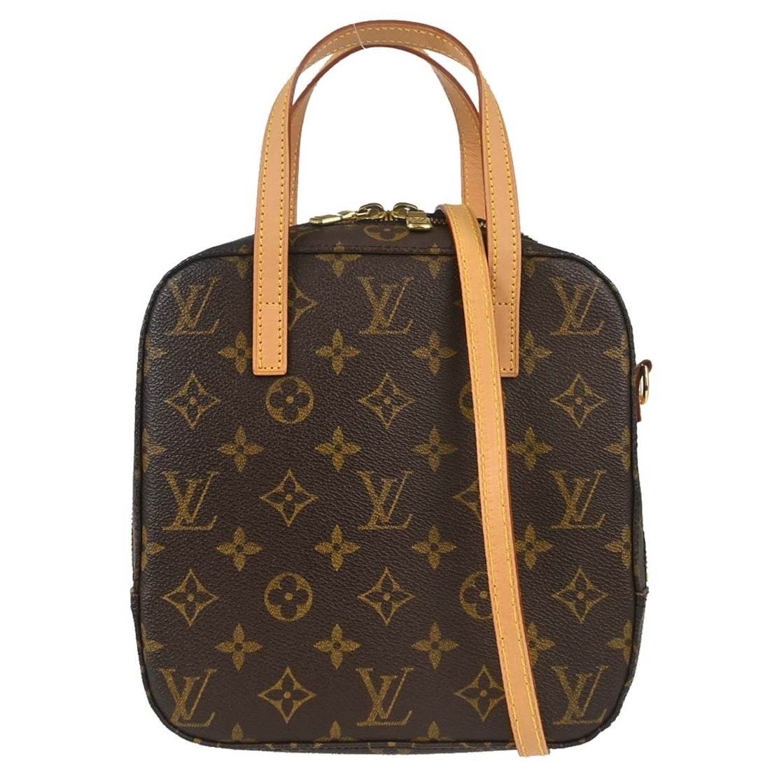 Louis Vuitton Spontini Monogram Canvas Top Handle Bag with Strap M47500: Louis Vuitton Spontini Monogram Canvas Top Handle Bag with Strap M47500 Louis Vuitton Spontini 2-way handbag in brown Monogram canvas with leather trim. This women's bag features a zip closure, top ha