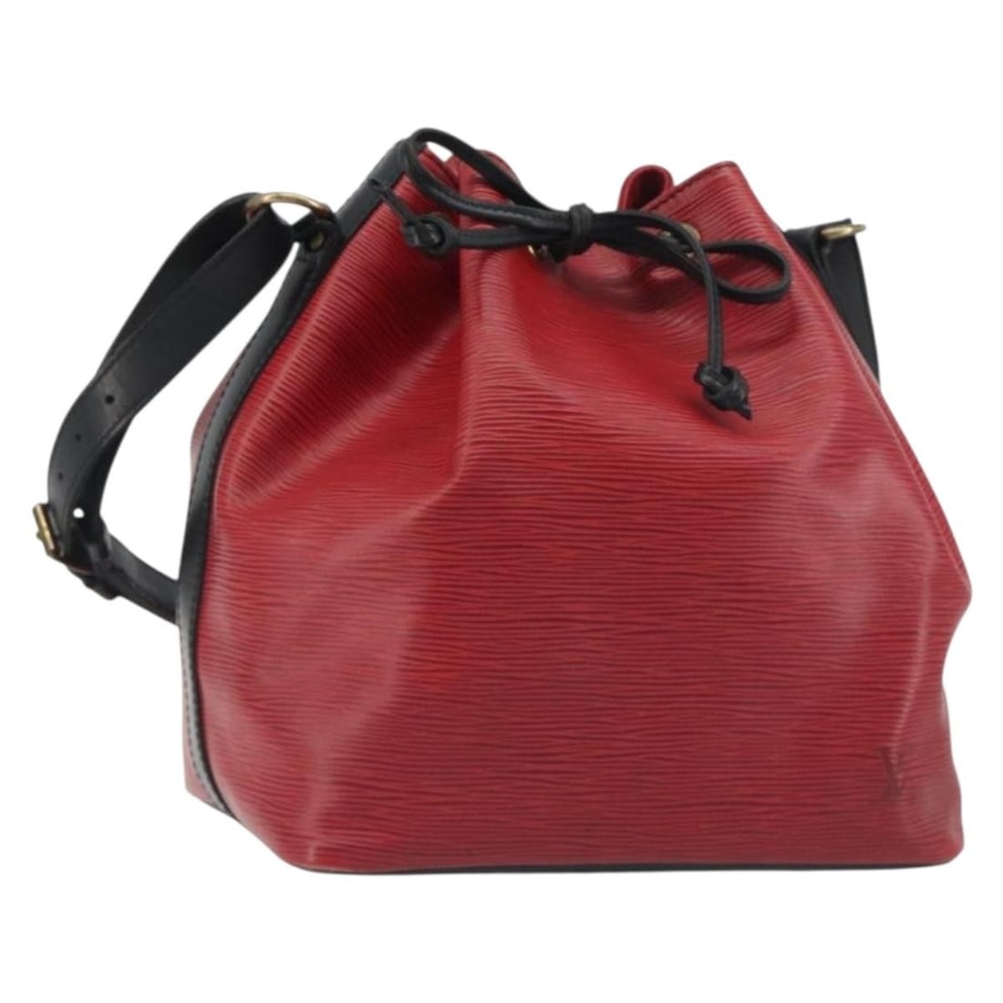 Louis Vuitton M44172 Petit Noe Epi Leather Shoulder Bag Black Red: Louis Vuitton M44172 Petit Noe Epi Leather Shoulder Bag Black Red Louis Vuitton Petit Noe shoulder bag in black and red Epi leather. This women's bicolor bag is made in France and includes only the it