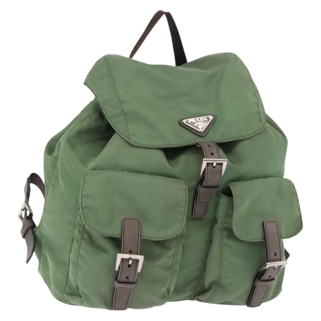 Prada Nylon Backpack Green Silver Womens Bag: Prada Nylon Backpack Green Silver Womens Bag Authentic Prada backpack in green nylon with silver-tone accents. This women's backpack is made in Italy and is offered without the original box or dust ba
