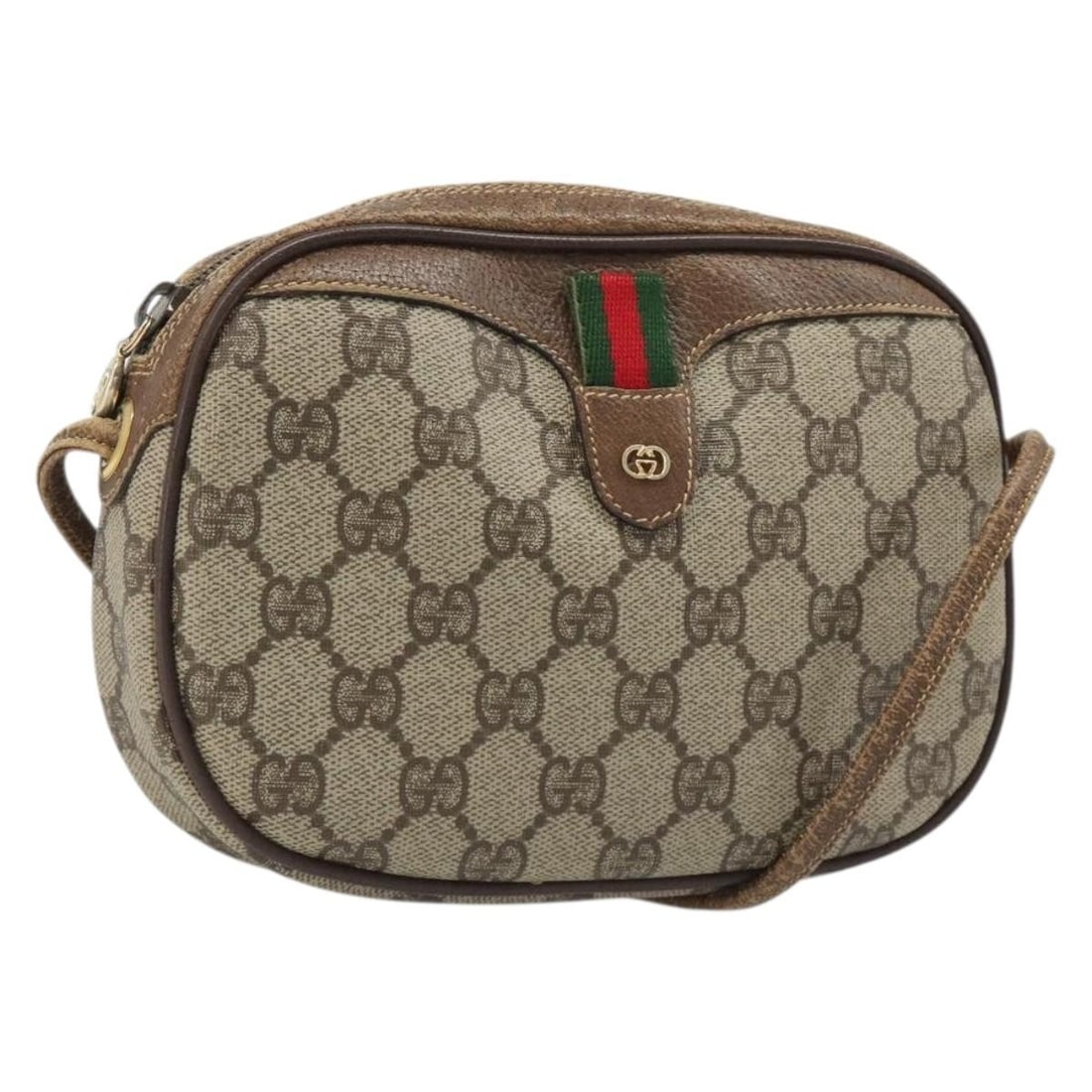 Gucci 007 58 6112 GG Supreme Sherry Web PVC Shoulder Bag Beige Gold: Gucci 007 58 6112 GG Supreme Sherry Web PVC Shoulder Bag Beige Gold This GUCCI Sherry Line shoulder bag is crafted from PVC leather and GG canvas in a beige and gold colorway. Made in Italy, it featur