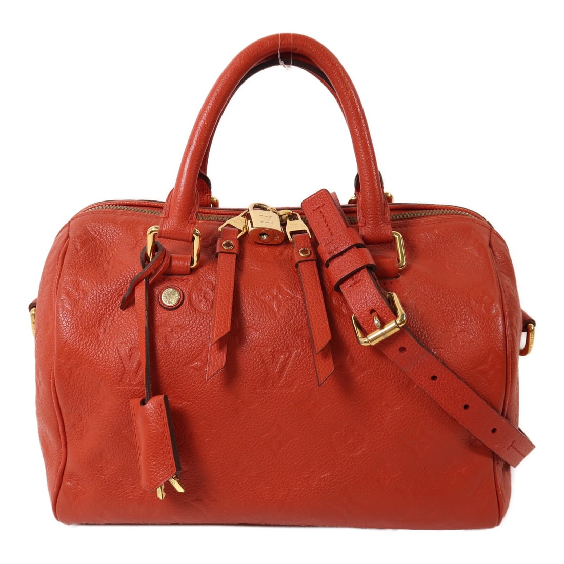 Louis Vuitton Speedy Bandouliere 25 M40758 Red Empreinte Shoulder Bag: Louis Vuitton Speedy Bandouliere 25 M40758 Red Empreinte Shoulder Bag Louis Vuitton Speedy Bandouliere 25 in Monogram Empreinte red calfskin (cowhide) with gold-tone hardware. This 2-way shoulder bag 