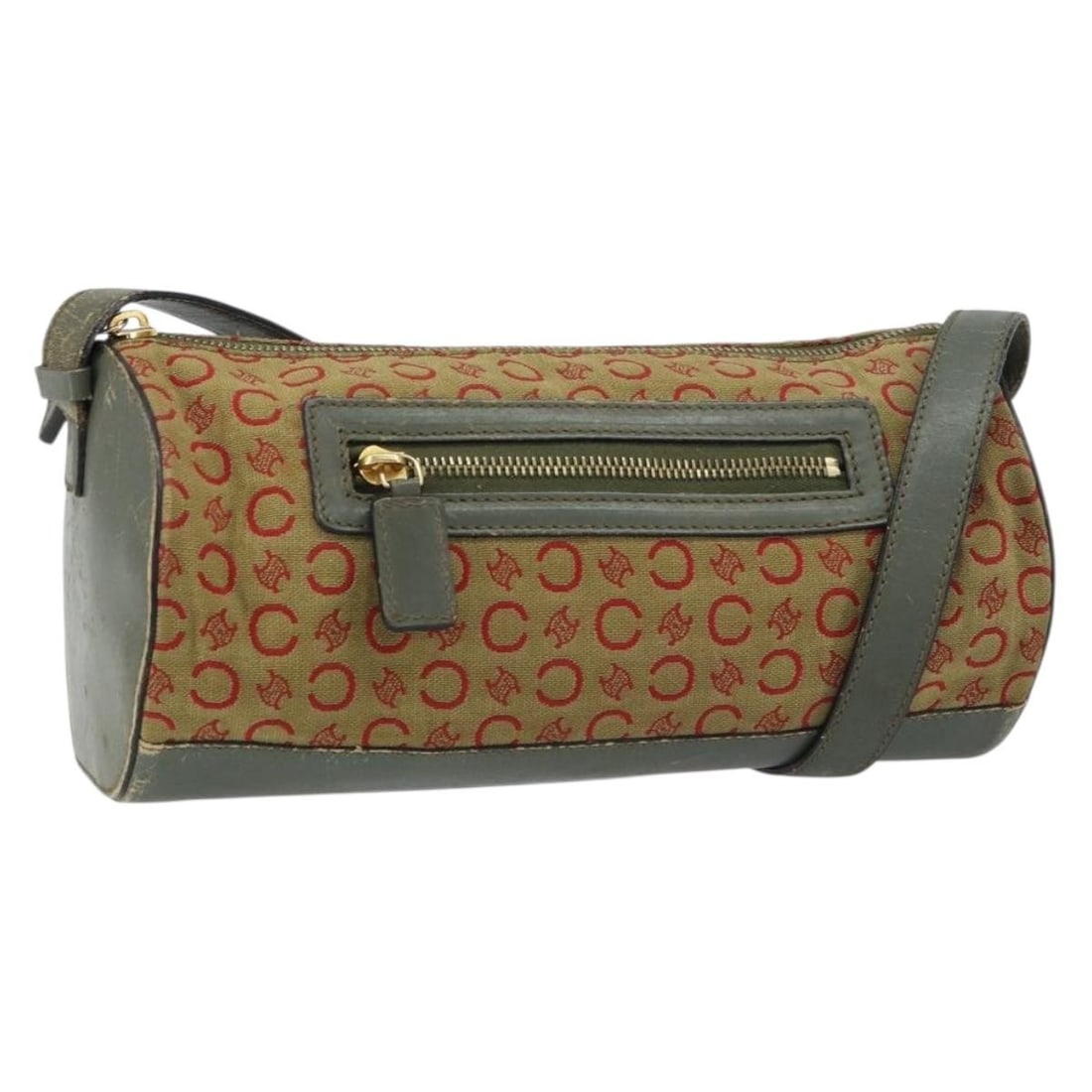 Khaki and Gold C Macadam Canvas Shoulder Bag by Celine Italy: Khaki and Gold C Macadam Canvas Shoulder Bag by Celine Italy This is a CELINE C Macadam Canvas shoulder bag in khaki and gold tones. The bag is crafted from signature C Macadam canvas and was made in 
