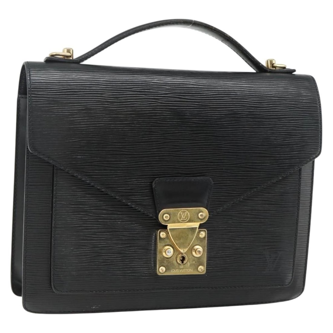 Louis Vuitton Monceau 28 M52122 black Epi leather handbag: Louis Vuitton Monceau 28 M52122 black Epi leather handbag Louis Vuitton Epi Monceau 28 hand bag in black Epi leather, made in France. This pre-owned bag is identified by product no. M52122 and serial 