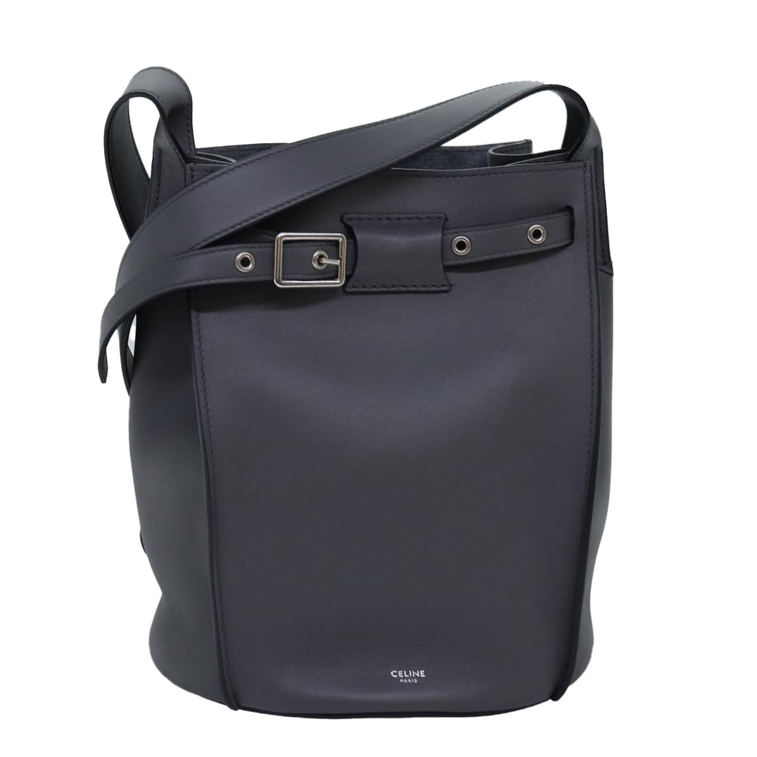 CELINE Big Bag Gray Leather Shoulder Bag with Dust Bag: CELINE Big Bag Gray Leather Shoulder Bag with Dust Bag Authentic CELINE Big Bag shoulder bag in gray leather. This women's bag includes a dust bag and is made in Italy. Condition is ranked A, showing 