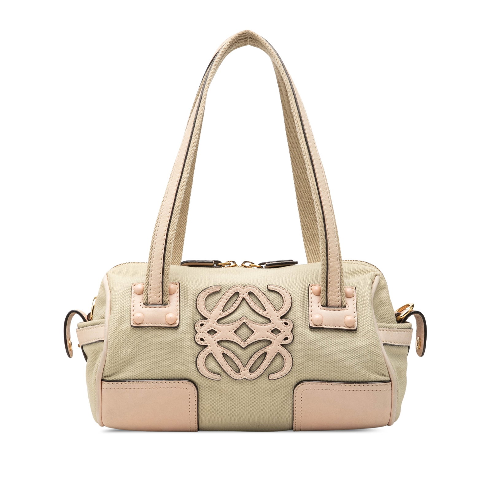 LOEWE Anagram Mini Barrel Satchel in Beige Canvas (1 of 6)