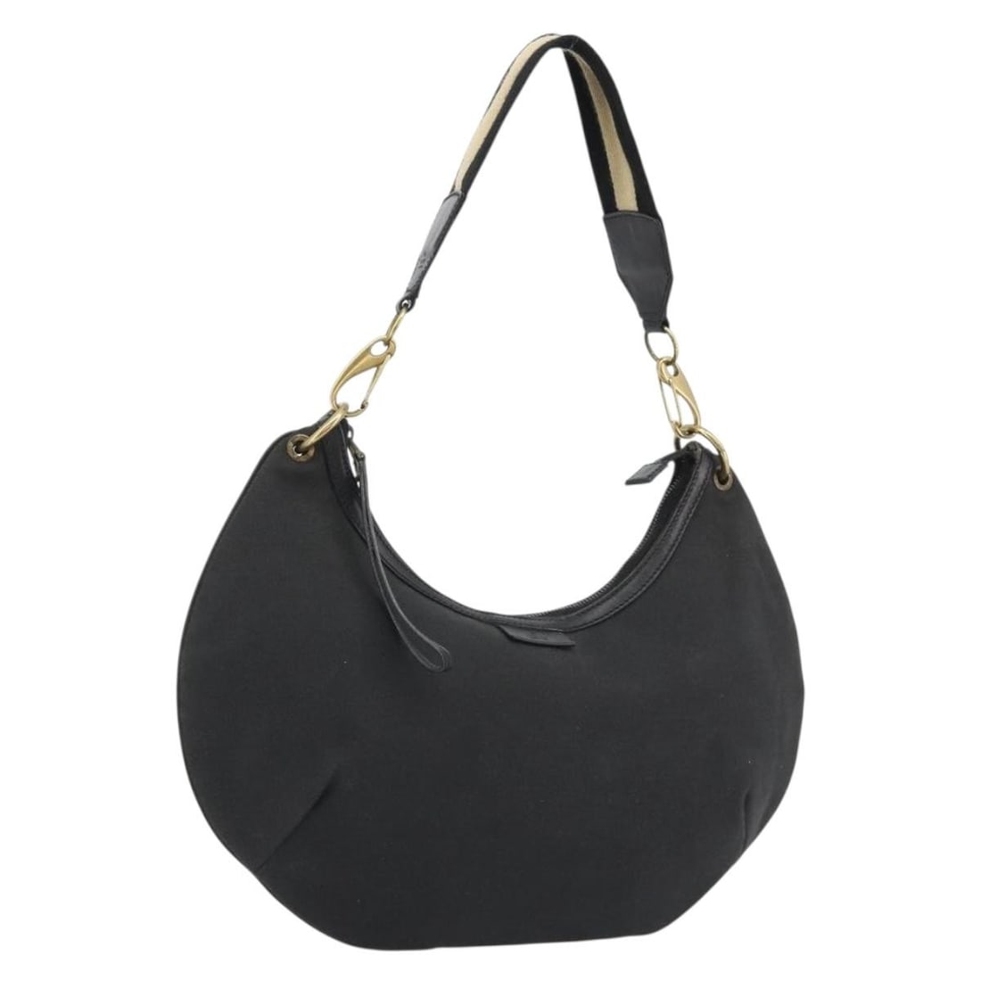 Gucci 106663 Sherry Line Canvas Shoulder Bag Black Gold: Gucci 106663 Sherry Line Canvas Shoulder Bag Black Gold Authentic Gucci Sherry Line shoulder bag in black and gold canvas. This women's shoulder bag is made in Italy and features a slim profile with a
