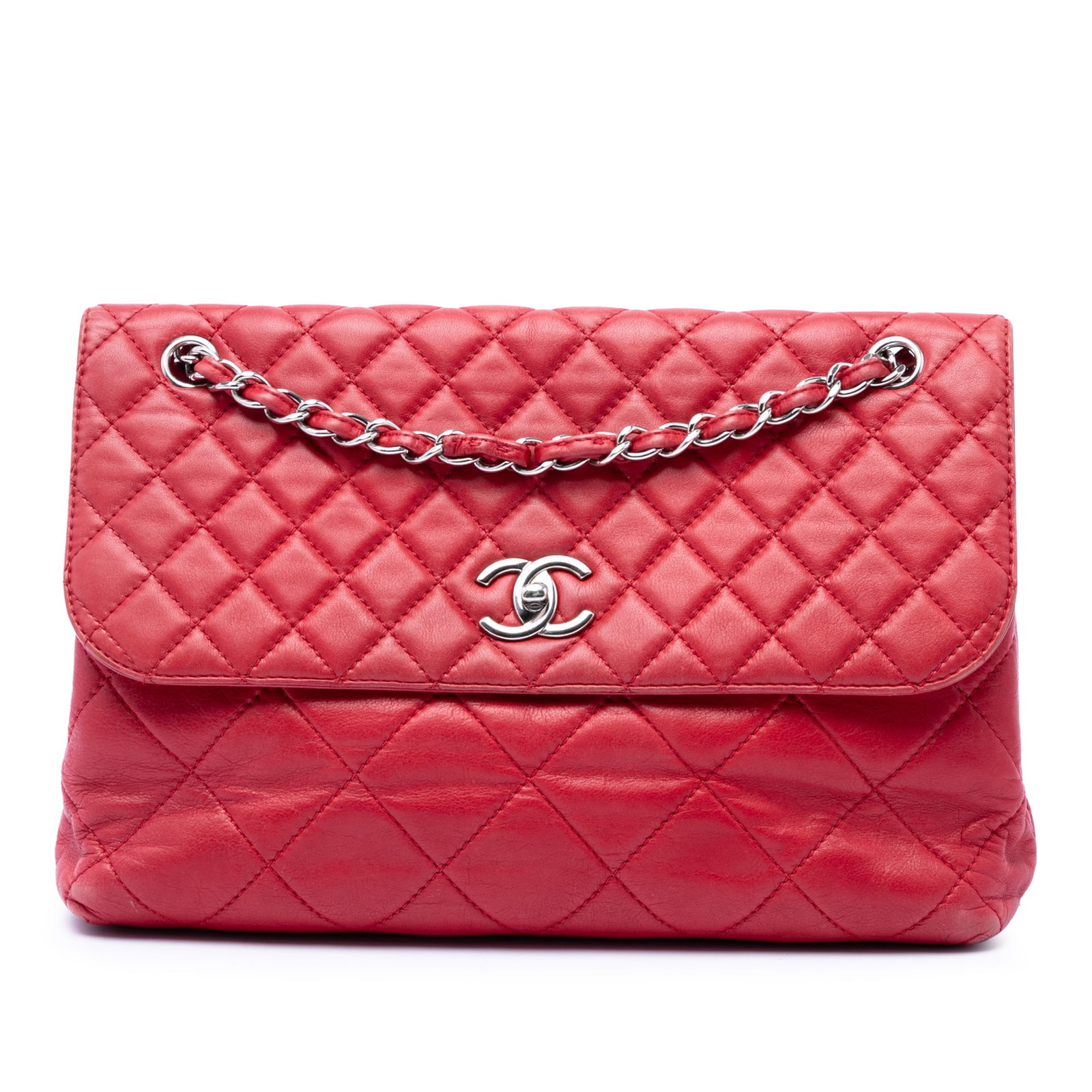 Chanel In The Business Flap Red Quilted Calfskin Bag: Chanel In The Business Flap Red Quilted Calfskin Bag Chanel CC Quilted Calfskin In The Business Flap bag in red leather, made in France. It features a quilted leather body, leather-woven chain straps,