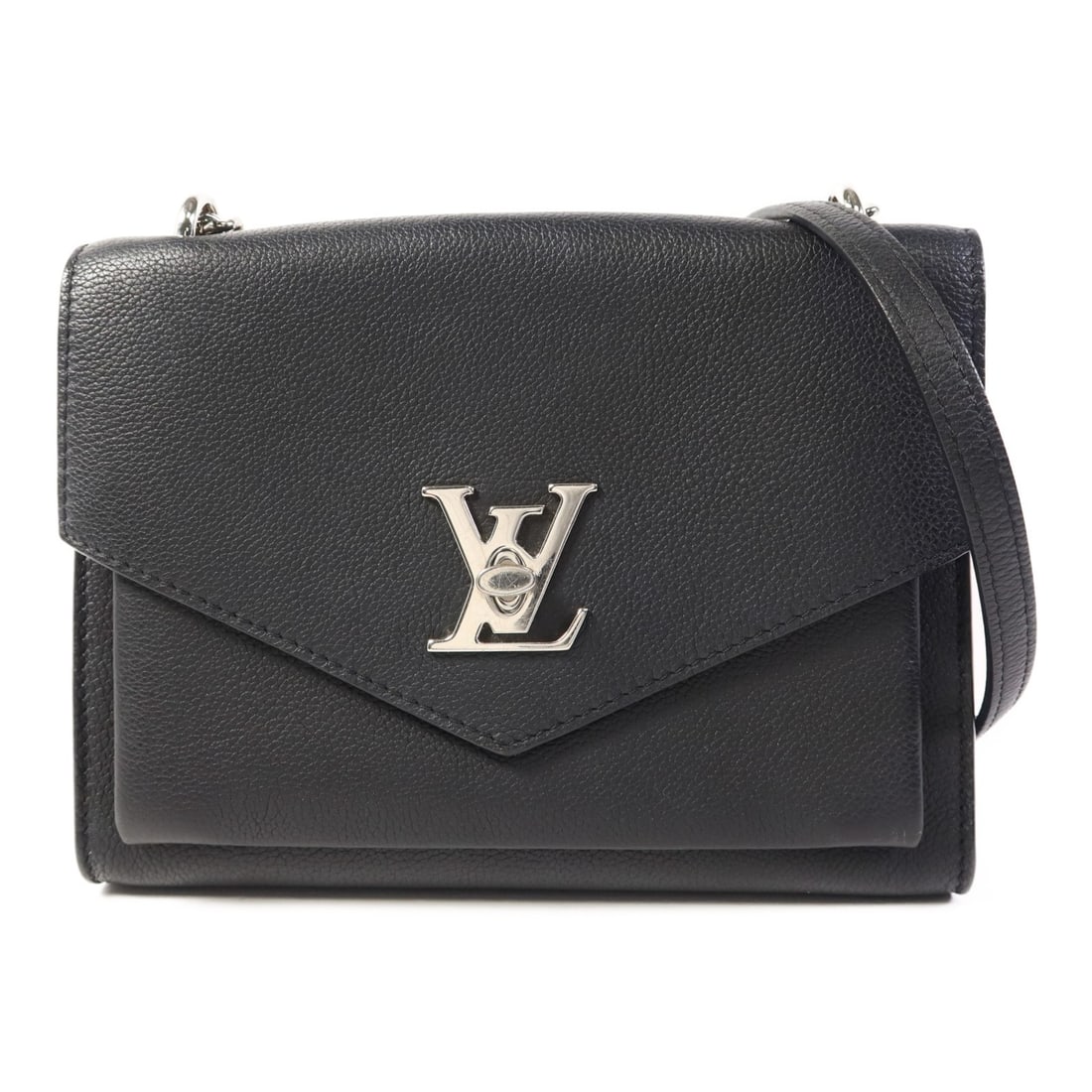 Louis Vuitton Mylockme M51418 black calfskin shoulder bag: Louis Vuitton Mylockme M51418 black calfskin shoulder bag Louis Vuitton Mylockme shoulder bag in black calfskin leather. This women's shoulder bag features a turn-lock closure and a black exterior. Th