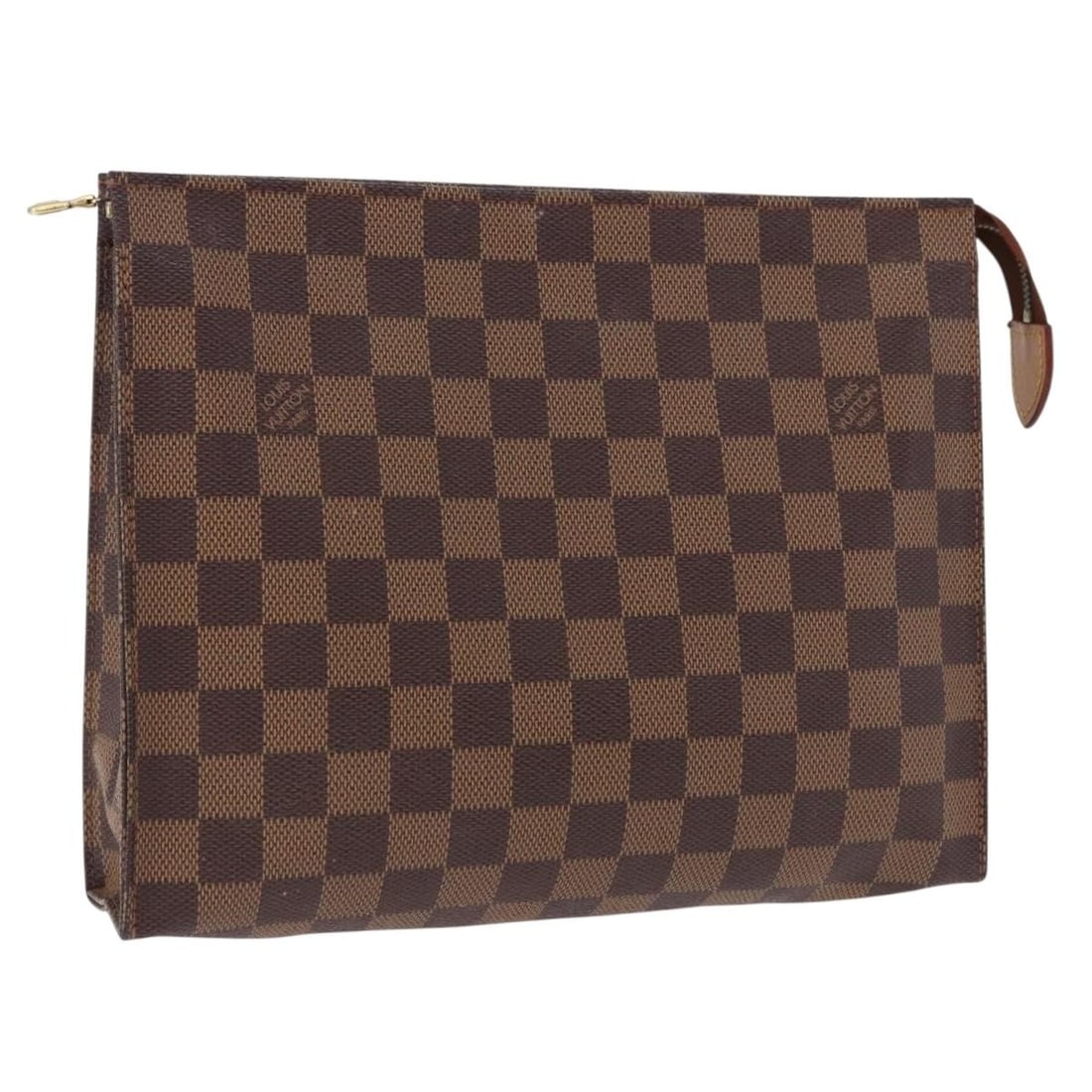 Louis Vuitton N47543 Poche Toilette 26 Damier Ebene Canvas Pouch: Louis Vuitton N47543 Poche Toilette 26 Damier Ebene Canvas Pouch Louis Vuitton Poche Toilette 26 pouch in Damier Ebene canvas. This women's pouch was made in France and is offered in heavily used cond