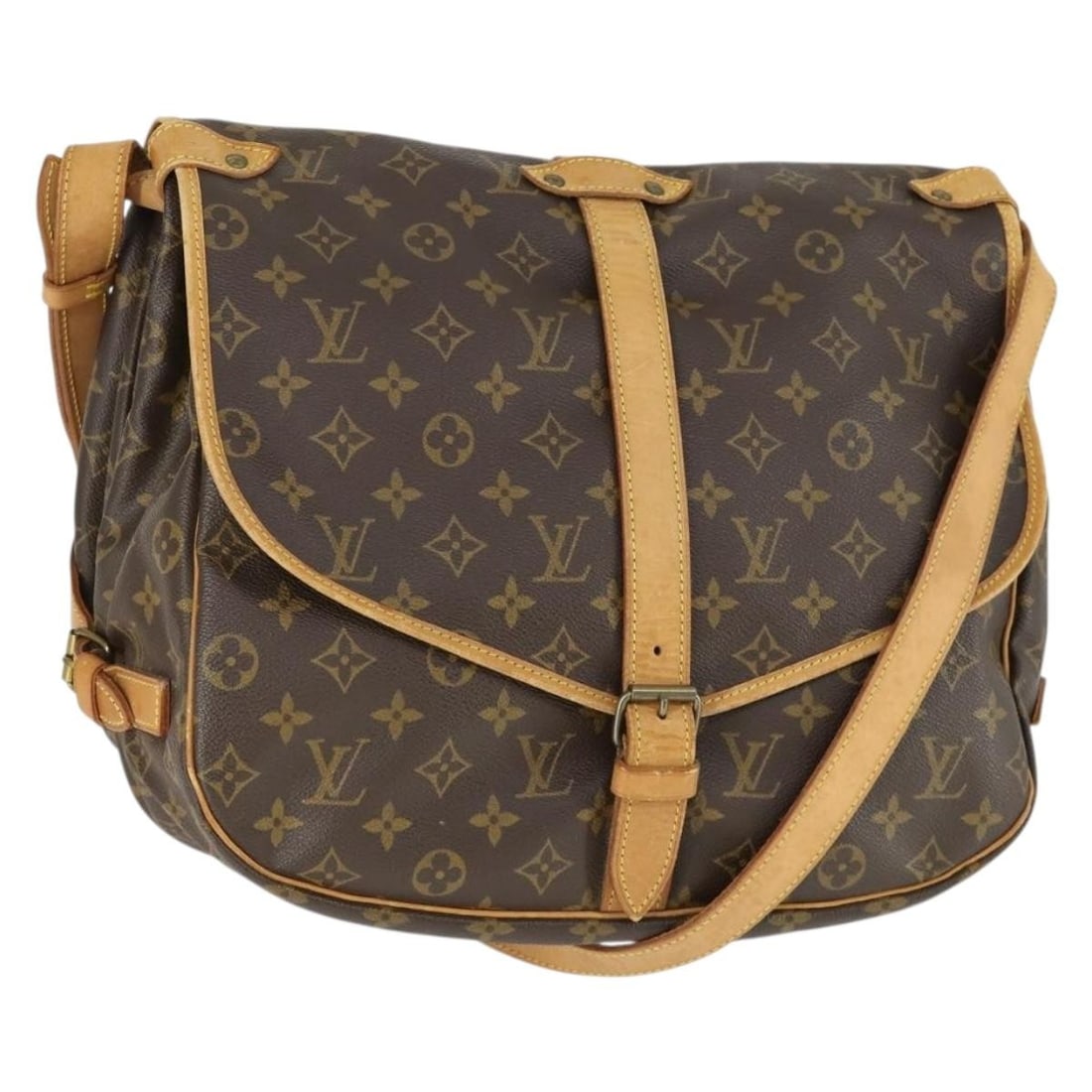 Louis Vuitton M42254 Saumur 35 Monogram Canvas Shoulder Bag: Louis Vuitton M42254 Saumur 35 Monogram Canvas Shoulder Bag Louis Vuitton Monogram Saumur 35 shoulder bag in Monogram canvas, made in France. This women's bag includes the item only; the box and dust 