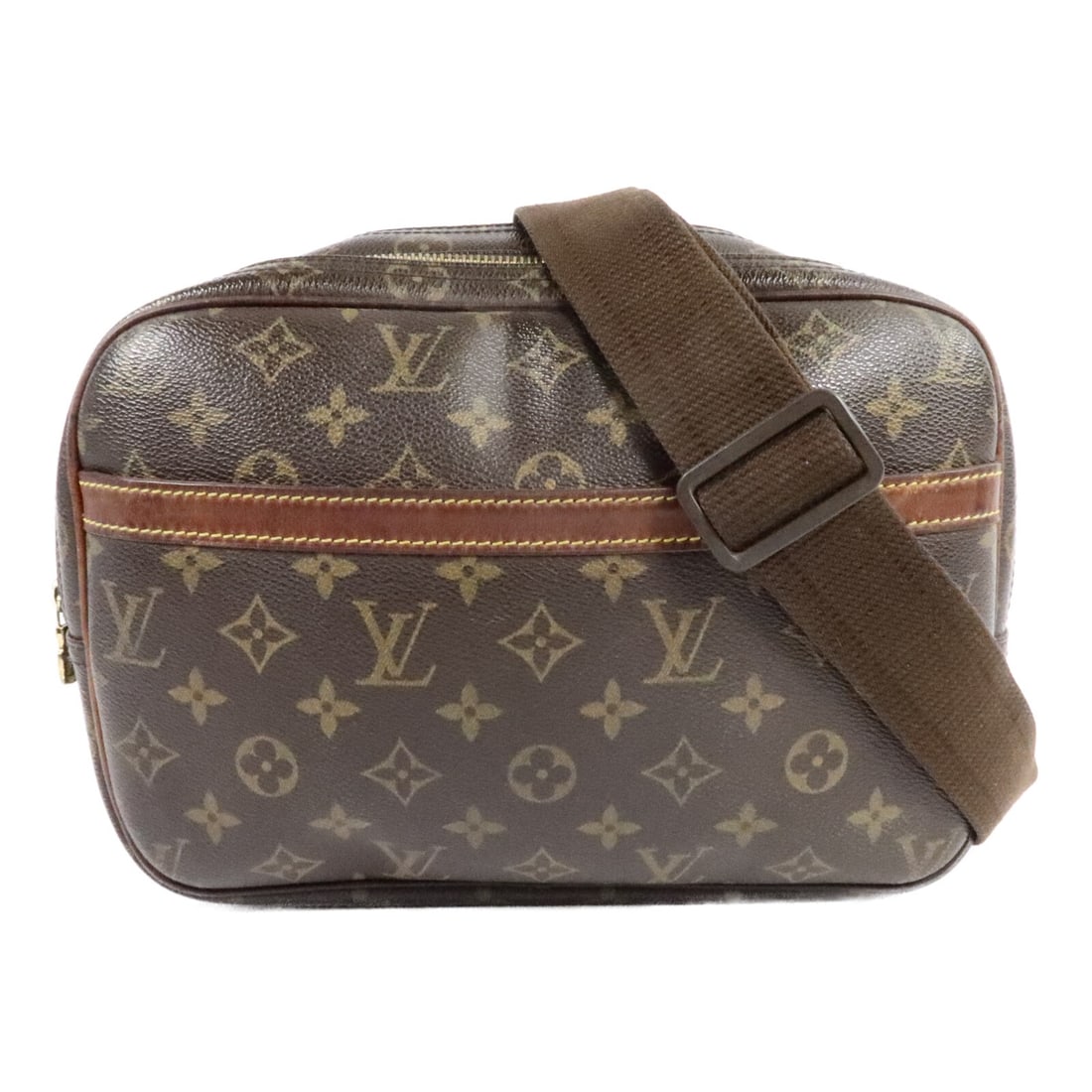 Louis Vuitton Reporter PM M45254 Monogram Shoulder Bag Brown: Louis Vuitton Reporter PM M45254 Monogram Shoulder Bag Brown Louis Vuitton Reporter PM shoulder bag in brown Monogram PVC coated canvas. This women's shoulder bag features an adjustable shoulder strap