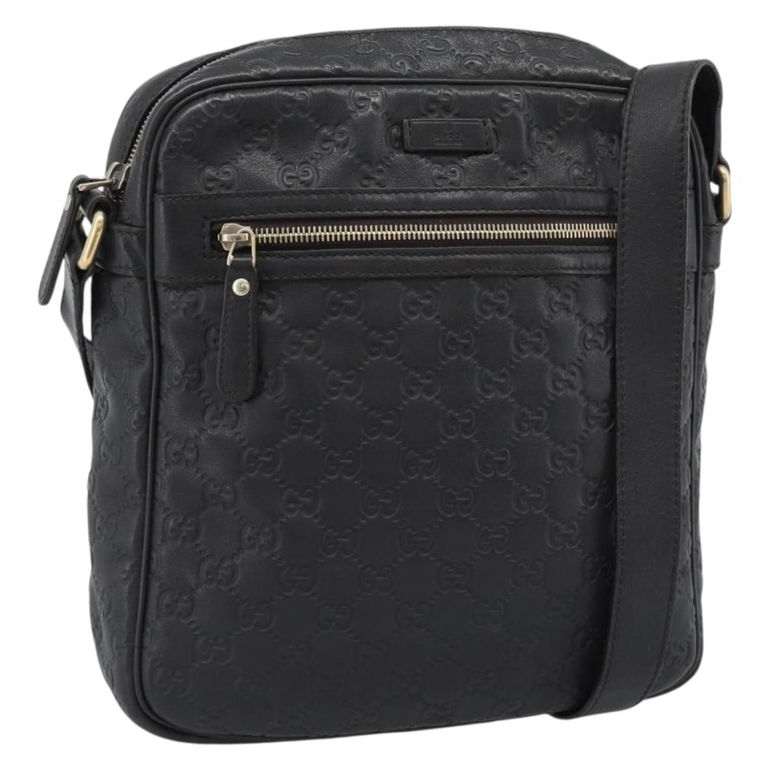 Gucci 201448 Guccissima GG Canvas Leather Shoulder Bag Black Gold: Gucci 201448 Guccissima GG Canvas Leather Shoulder Bag Black Gold Gucci shoulder bag in black and gold leather and GG canvas, made in Italy. The bag features a shoulder strap with a drop of approximat