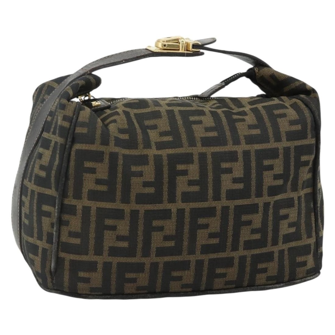 FENDI Zucca Canvas Hand Bag Black Brown Italy: FENDI Zucca Canvas Hand Bag Black Brown Italy FENDI Zucca Canvas Hand Bag in black and brown, made in Italy. This women's handbag features Zucca Canvas exterior material and a handle drop of approxima