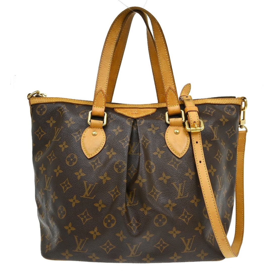 Louis Vuitton Palermo PM Monogram Canvas 2 Way Tote M40145: Louis Vuitton Palermo PM Monogram Canvas 2 Way Tote M40145 Vintage Louis Vuitton Palermo PM 2-way tote bag in brown Monogram canvas with leather trim. This women's medium tote features a buckle flap a