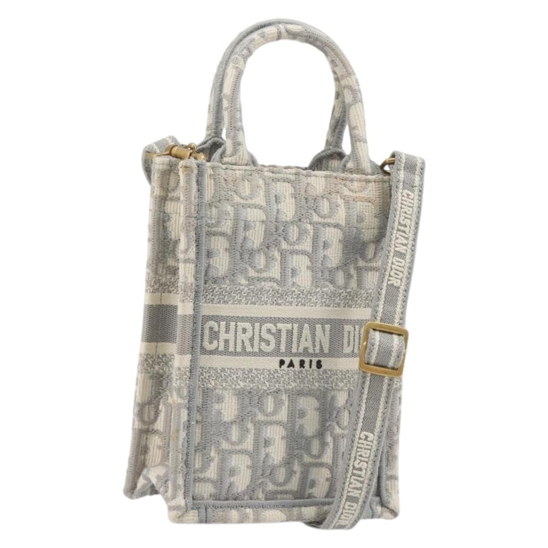 Christian Dior Mini Book Tote 2way Hand Bag Trotter Canvas Gray Gold: Christian Dior Mini Book Tote 2way Hand Bag Trotter Canvas Gray Gold Christian Dior Trotter Canvas Book Tote Mini 2way handbag in gray and gold. Made in Italy, this women's handbag includes a shoulder