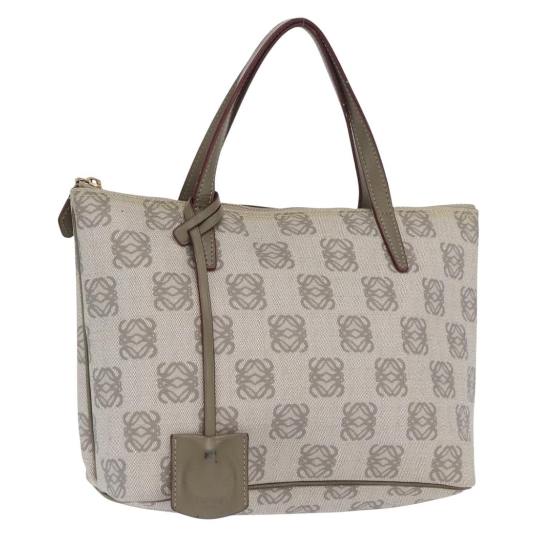 LOEWE Anagram Gray Gold Leather Hand Bag: LOEWE Anagram Gray Gold Leather Hand Bag Loewe Anagram hand bag in gray leather with gold-tone accents, made in Spain. This women's bag is sold as photographed and does not include the original box or