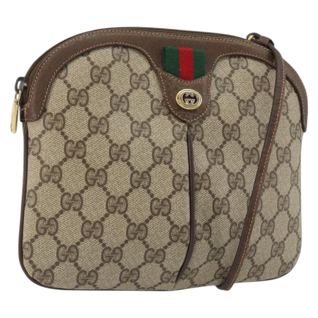 Gucci 904 02 047 GG Supreme Web Sherry Shoulder Bag Beige Gold: Gucci 904 02 047 GG Supreme Web Sherry Shoulder Bag Beige Gold Vintage Gucci shoulder bag from the GG Supreme Web Sherry Line in beige and gold PVC leather with GG canvas. Made in Italy, this women's 
