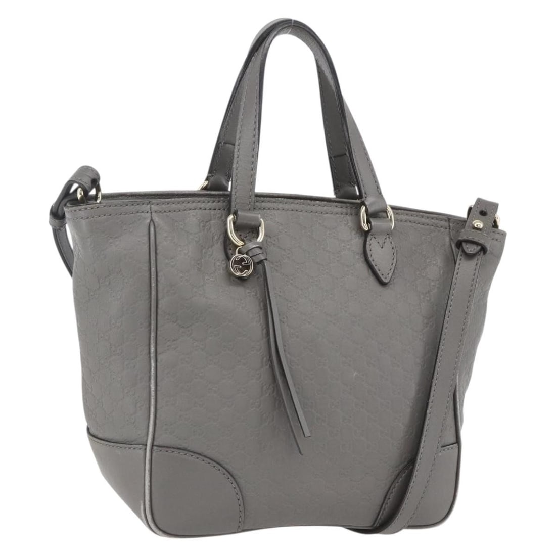 Gucci 449241 Guccissima 2way Hand Bag Gray Gold Canvas: Gucci 449241 Guccissima 2way Hand Bag Gray Gold Canvas Gucci 2-way handbag in gray and gold Micro GG canvas with dual carry options via the top handle and removable shoulder strap. Made in Italy, this