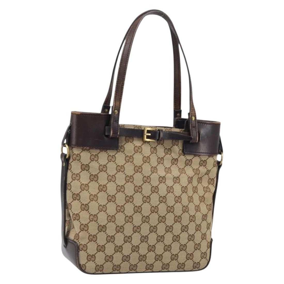 Gucci 107757 Beige Gold GG Canvas Womens Handbag: Gucci 107757 Beige Gold GG Canvas Womens Handbag Authentic Gucci GG Canvas handbag in beige and gold, made in Italy. This women's handbag features a GG canvas exterior and is offered without the origi