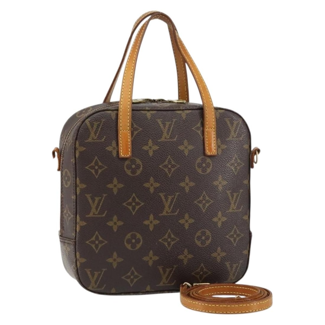 Louis Vuitton Spontini M47500 Monogram Canvas Hand Bag: Louis Vuitton Spontini M47500 Monogram Canvas Hand Bag Louis Vuitton Spontini handbag in Monogram canvas with shoulder strap, made in France. This pre-owned bag shows heavy wear throughout, including 