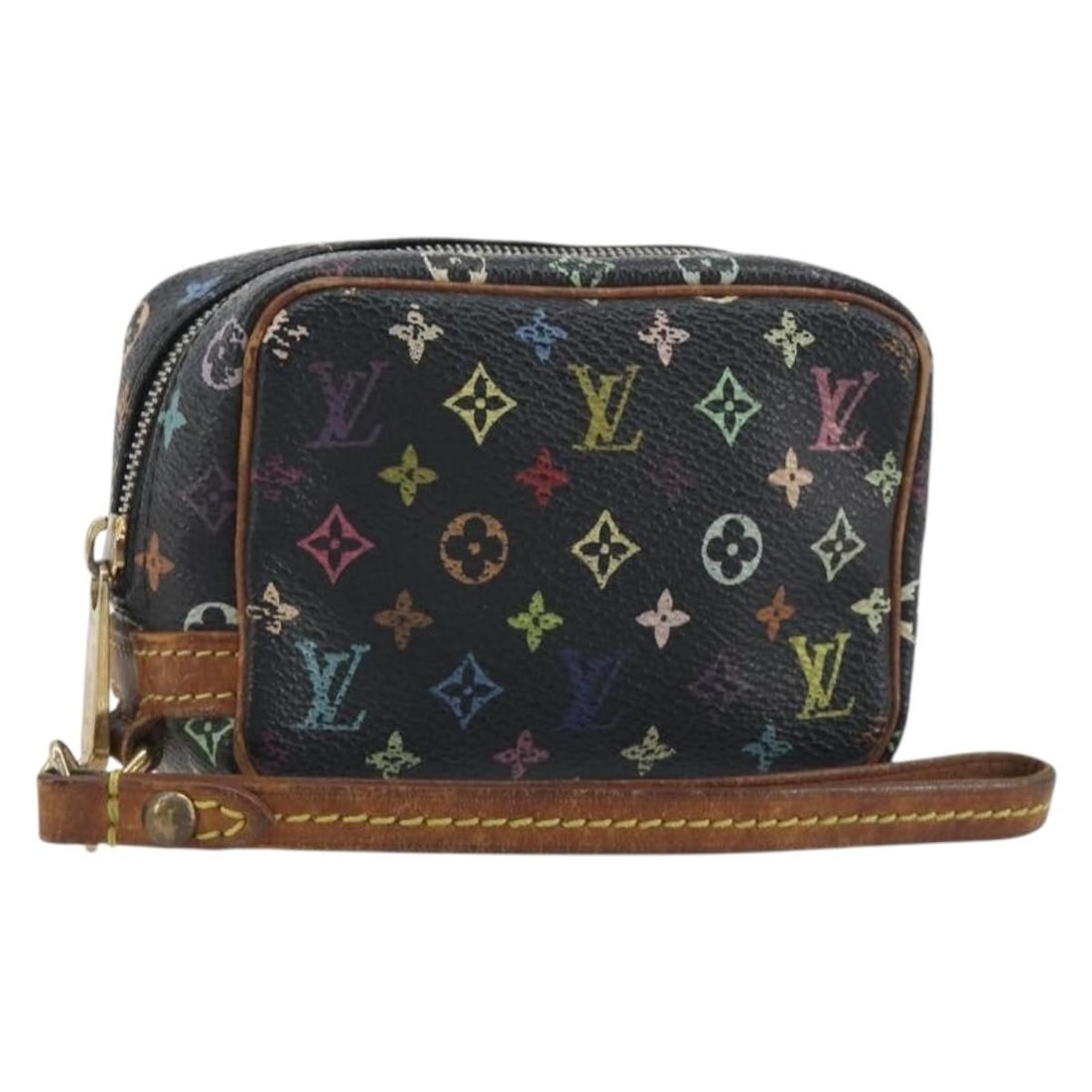 Louis Vuitton M58034 Trousse Wapity Black Monogram Multicolor Canvas Pouch: Louis Vuitton M58034 Trousse Wapity Black Monogram Multicolor Canvas Pouch Louis Vuitton Monogram Multicolor Trousse Wapity pouch in black canvas, made in France. This women's pouch is offered as the 
