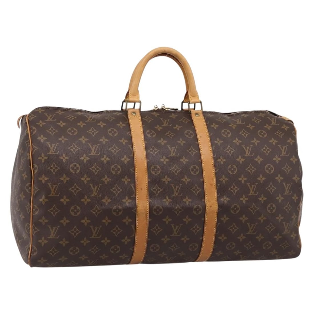 Louis Vuitton M41424 Keepall 55 Monogram Canvas Boston Bag: Louis Vuitton M41424 Keepall 55 Monogram Canvas Boston Bag Louis Vuitton Keepall 55 Boston bag in Monogram canvas, model M41424, made in France. This travel bag is offered as the item only; box and du