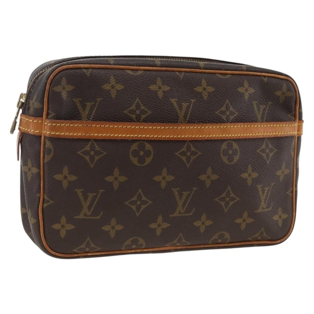 Louis Vuitton M51847 Compiegne 23 Monogram Canvas Clutch: Louis Vuitton M51847 Compiegne 23 Monogram Canvas Clutch Louis Vuitton Compiegne 23 clutch bag in Monogram canvas. This women's clutch is made in France and shows heavy use, including loss of shape, r