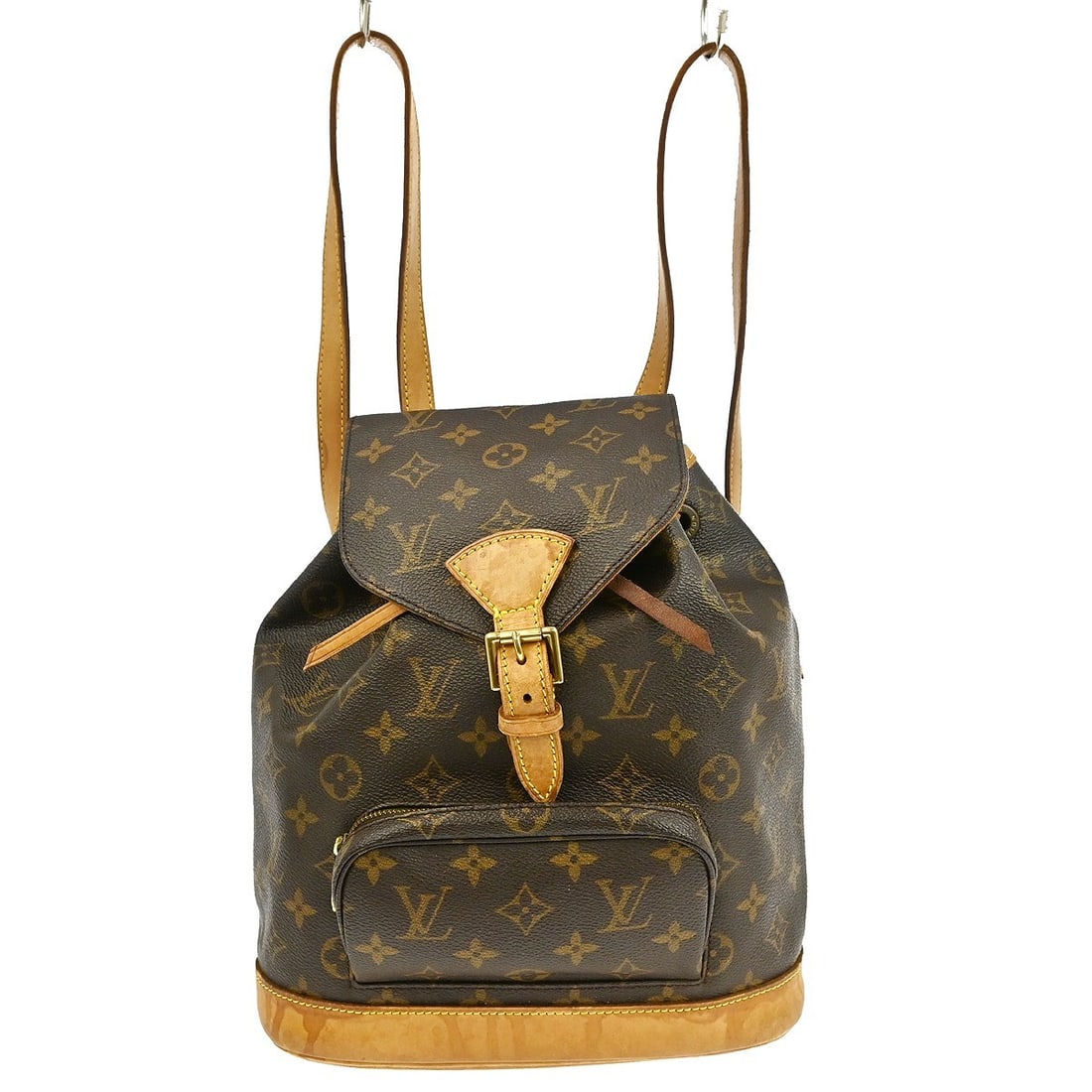 Louis Vuitton Montsouris MM Monogram Canvas Backpack M51136: Louis Vuitton Montsouris MM Monogram Canvas Backpack M51136 Vintage Louis Vuitton Montsouris MM backpack bag in brown Monogram canvas with leather trim. This women's medium backpack features a flap bu