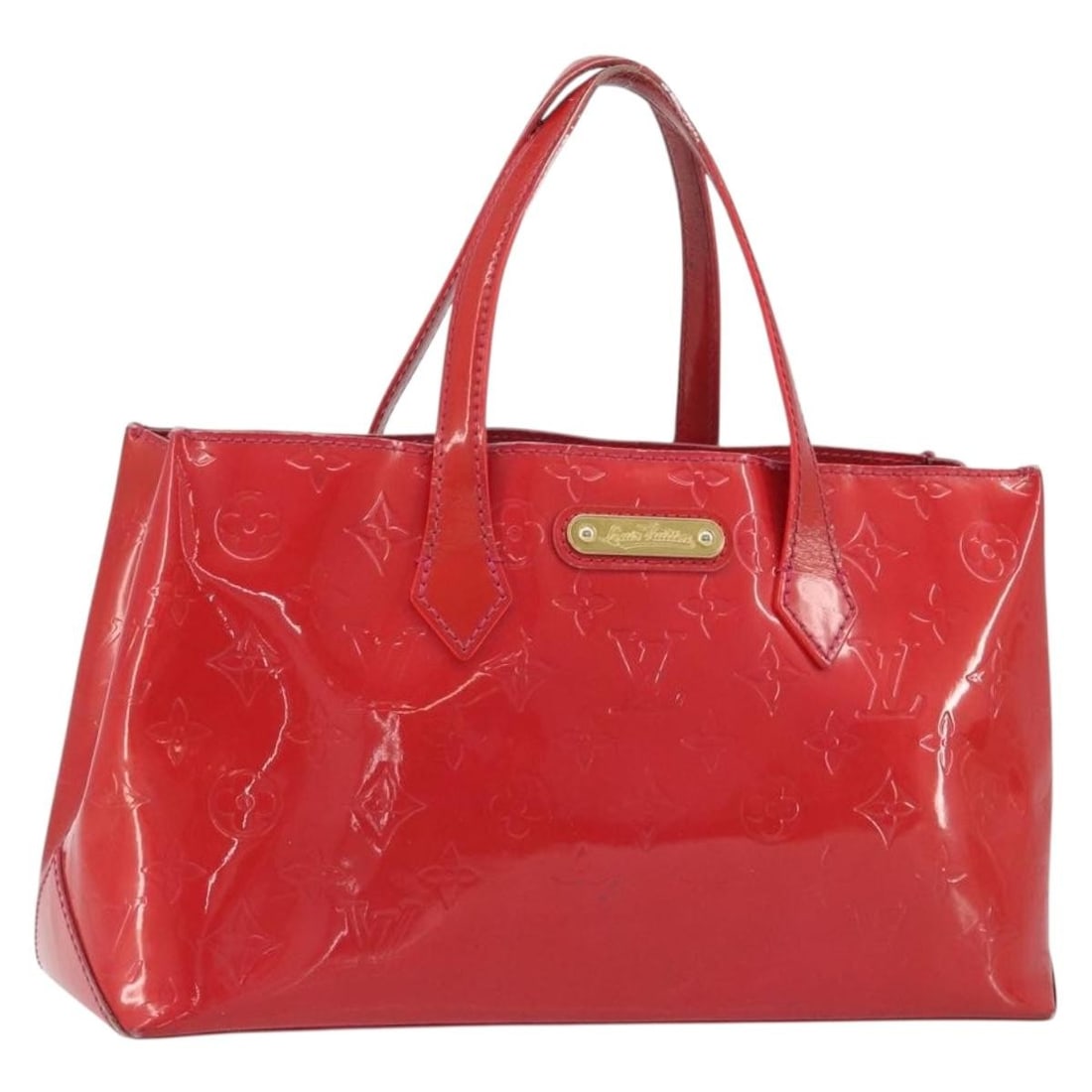 Louis Vuitton Wilshire PM Rose Pop Patent Leather Handbag M93643: Louis Vuitton Wilshire PM Rose Pop Patent Leather Handbag M93643 Louis Vuitton Wilshire PM handbag in Monogram Vernis patent leather with a Rose Pop finish. Made in France, this women's handbag shows 