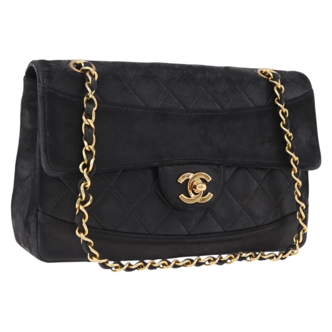 CHANEL CC Flap Shoulder Bag Black Lambskin Chain Strap: CHANEL CC Flap Shoulder Bag Black Lambskin Chain Strap Chanel Matelasse chain shoulder bag in black lamb skin with gold-tone CC detailing. This women's shoulder bag was made in France and has been cus