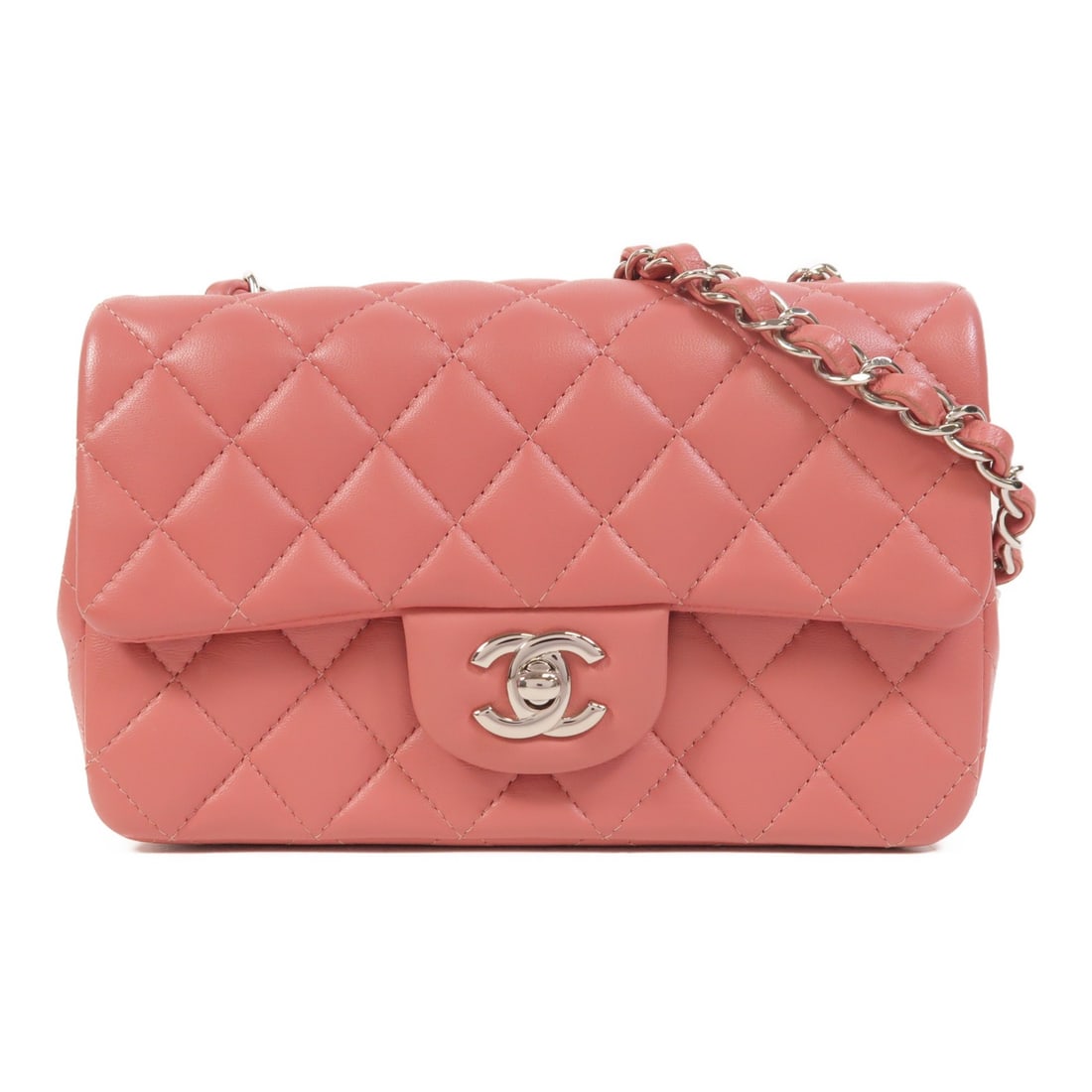 CHANEL A69900 Classic 20 Pink Lambskin Shoulder Bag with CC Silver Hardware: CHANEL A69900 Classic 20 Pink Lambskin Shoulder Bag with CC Silver Hardware CHANEL Classic 20 chain shoulder bag in pink lambskin leather with silver-tone hardware. This women's shoulder bag is model 