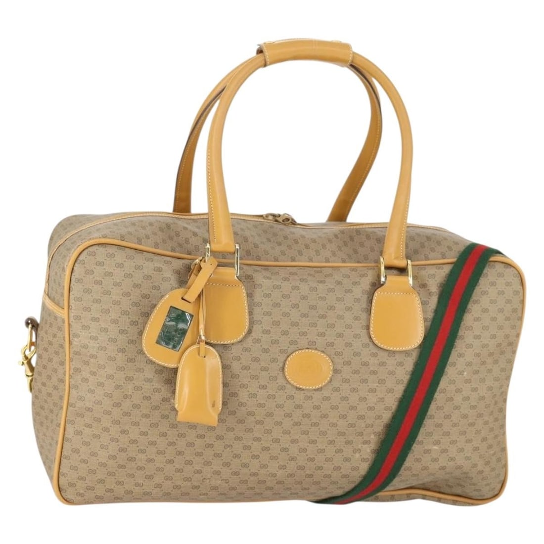 Gucci Boston Bag Micro GG Supreme Web Line Beige PVC Leather (1 of 18)