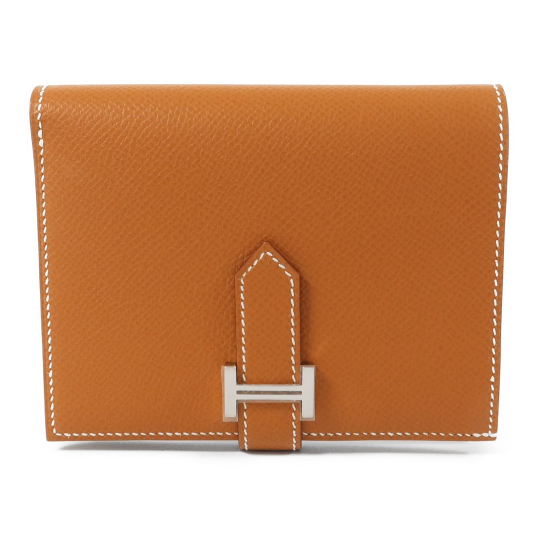 Hermes Bearn Compact Bi Fold Wallet Epsom Calfskin Gold Brown (1 of 15)