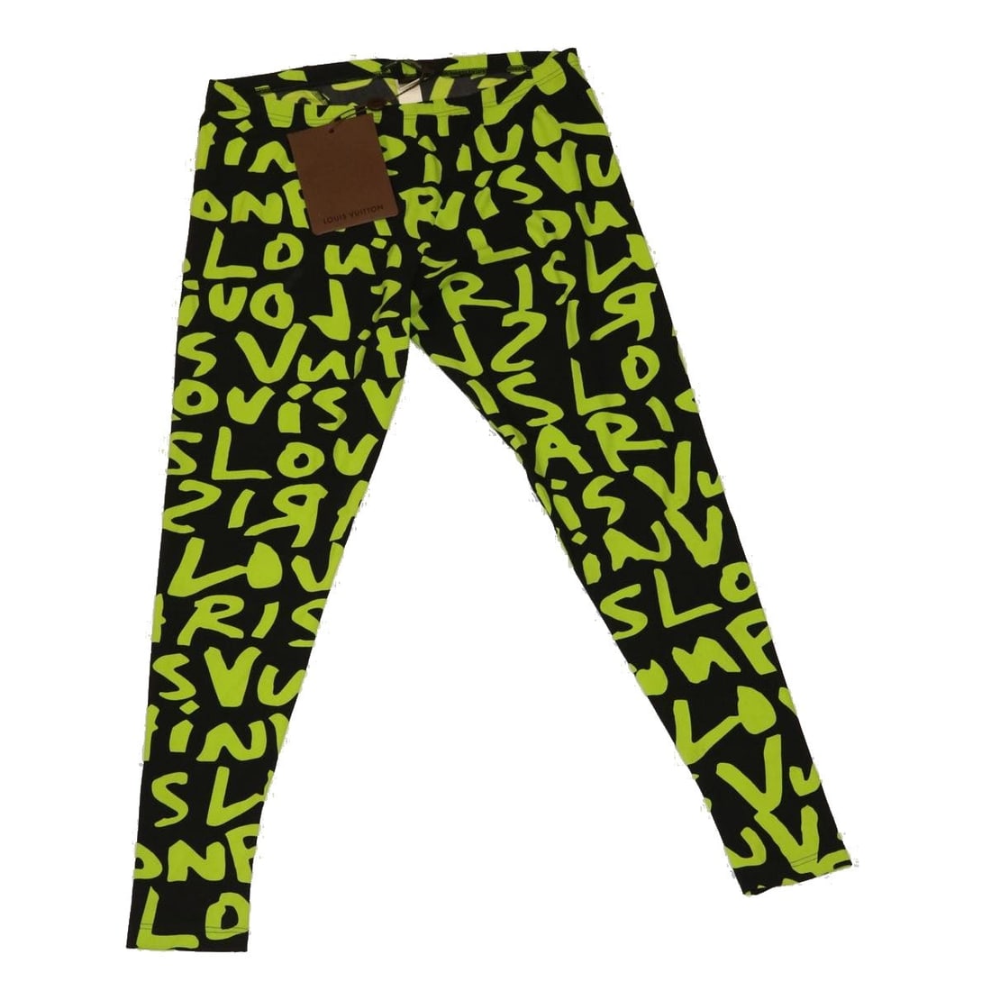 Louis Vuitton Monogram Graffiti Nylon Pants Green Black Womens (1 of 7)