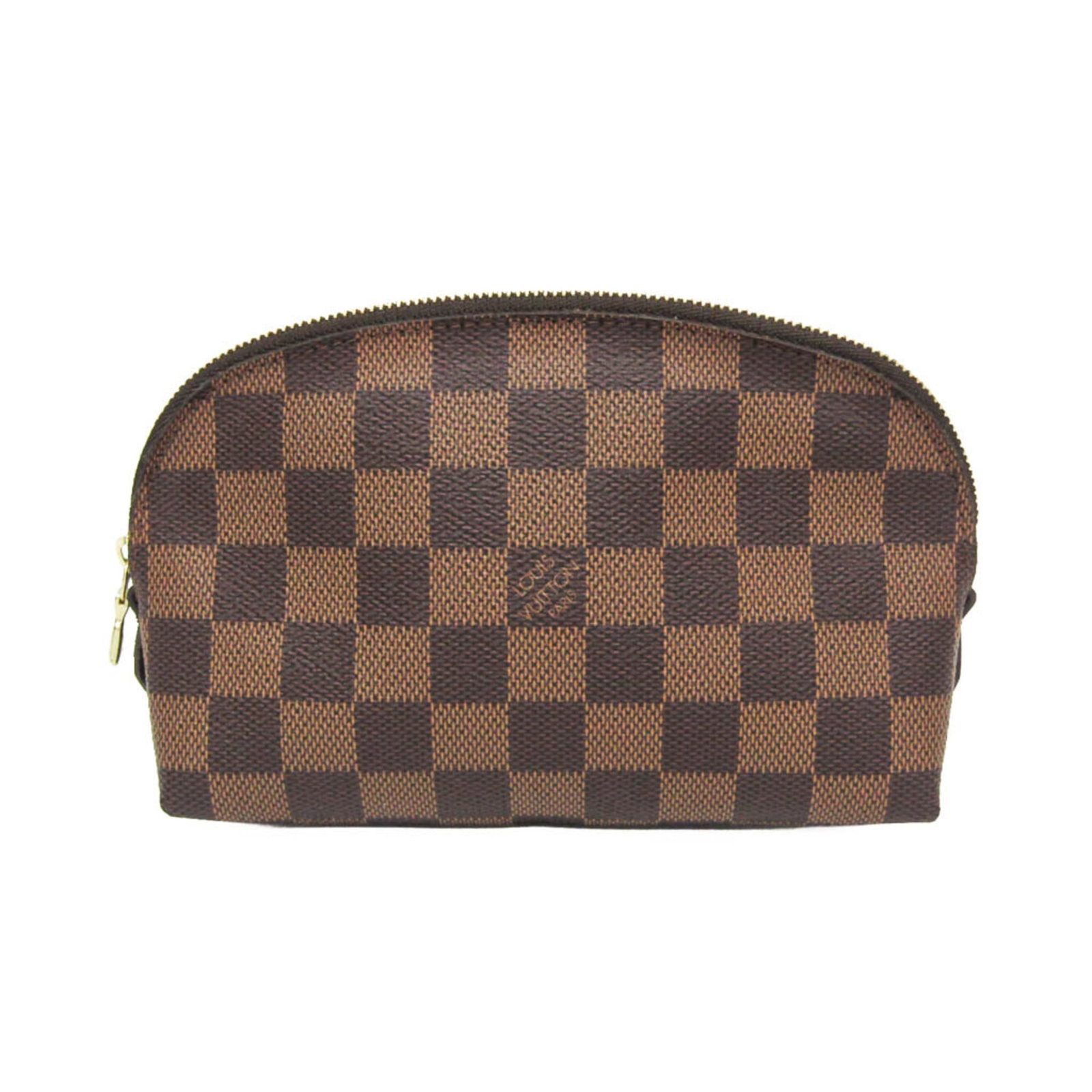 Louis Vuitton Cosmetic Pouch Brown Damier Canvas: Louis Vuitton Cosmetic Pouch Brown Damier Canvas Louis Vuitton Cosmetic pouch in brown Damier canvas. Made in Spain, this compact accessory features a practical cosmetic case format. Condition is fair