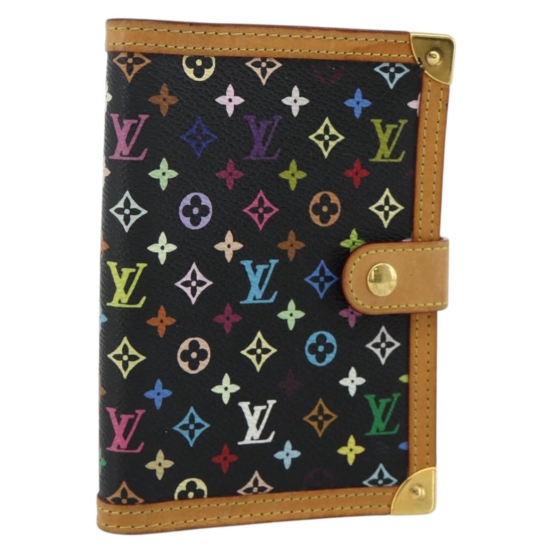 Louis Vuitton R20895 Multicolor Canvas Day Planner Cover Black: Louis Vuitton R20895 Multicolor Canvas Day Planner Cover Black Louis Vuitton Day Planner Cover in Black Monogram Multicolor Canvas, made in Spain. This Agenda PM includes a diary accessory and measure