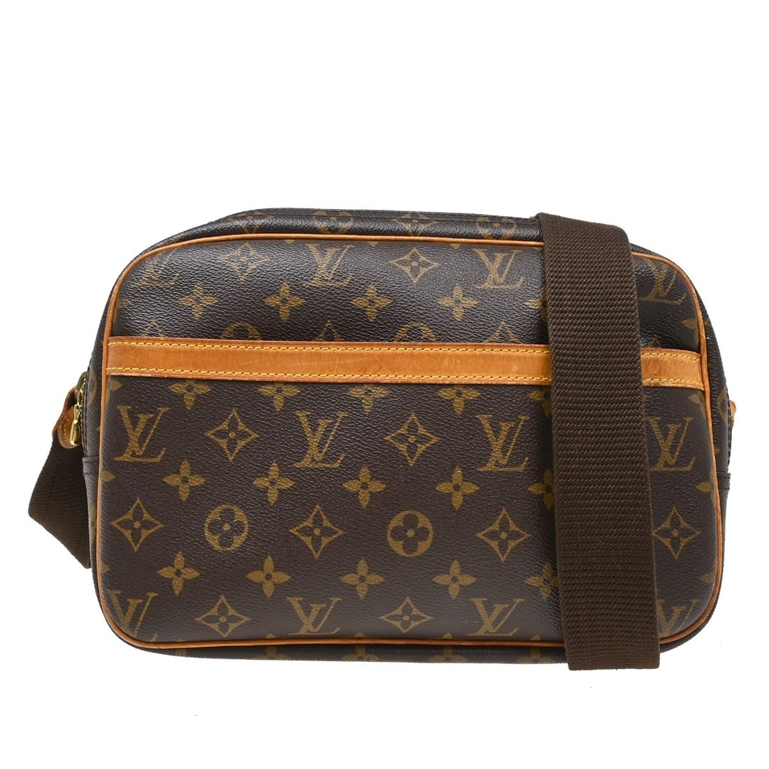 Louis Vuitton Reporter PM Monogram Canvas Crossbody Shoulder Bag M45254: Louis Vuitton Reporter PM Monogram Canvas Crossbody Shoulder Bag M45254 Vintage Louis Vuitton Reporter PM shoulder bag in brown Monogram canvas with leather trim. This women's bag features a zip closu