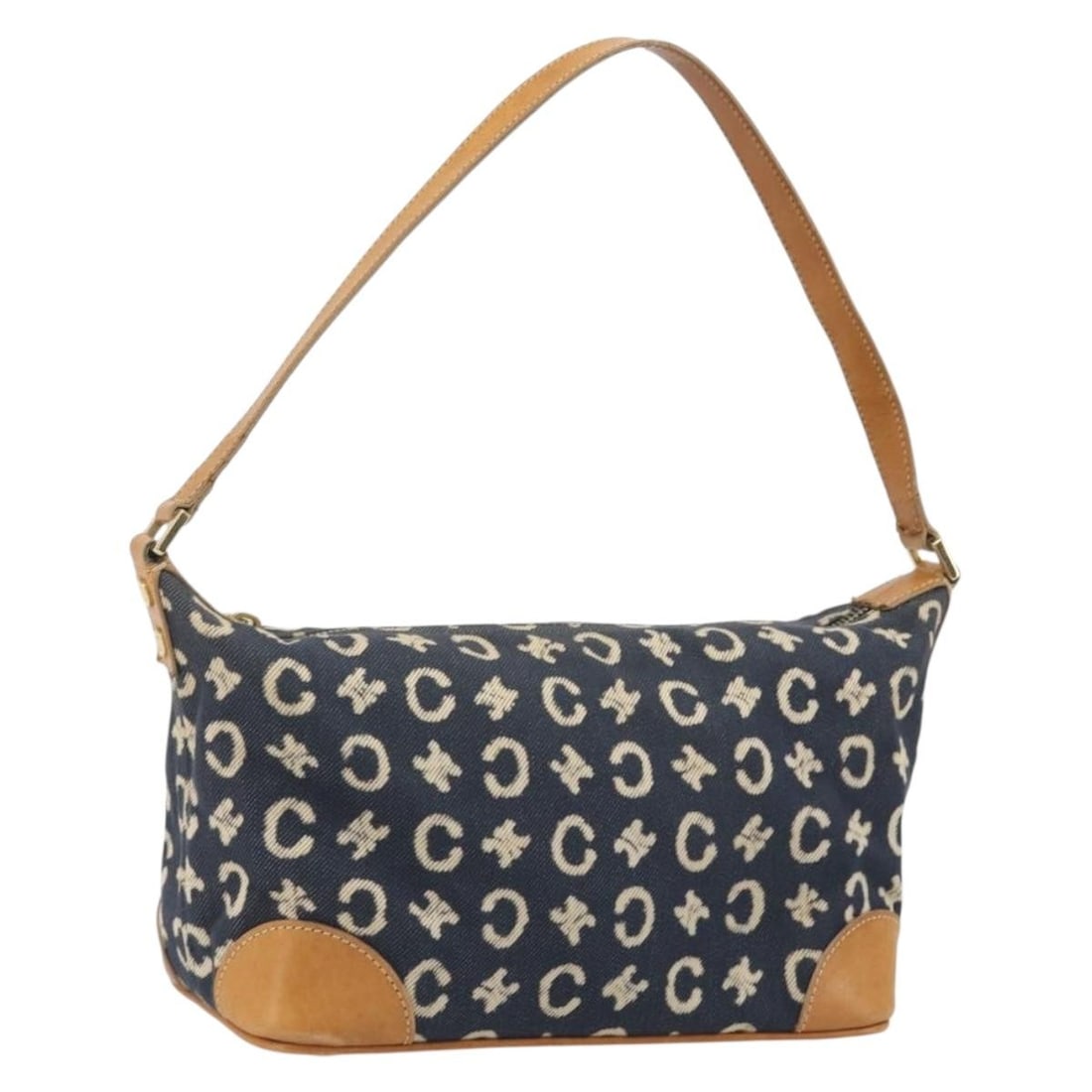 CELINE C Macadam Blue Canvas Shoulder Bag Gold Tone: CELINE C Macadam Blue Canvas Shoulder Bag Gold Tone Authentic CELINE shoulder bag in blue and gold C Macadam canvas. This women's bag is made in Italy and features a compact shoulder silhouette. Inclu
