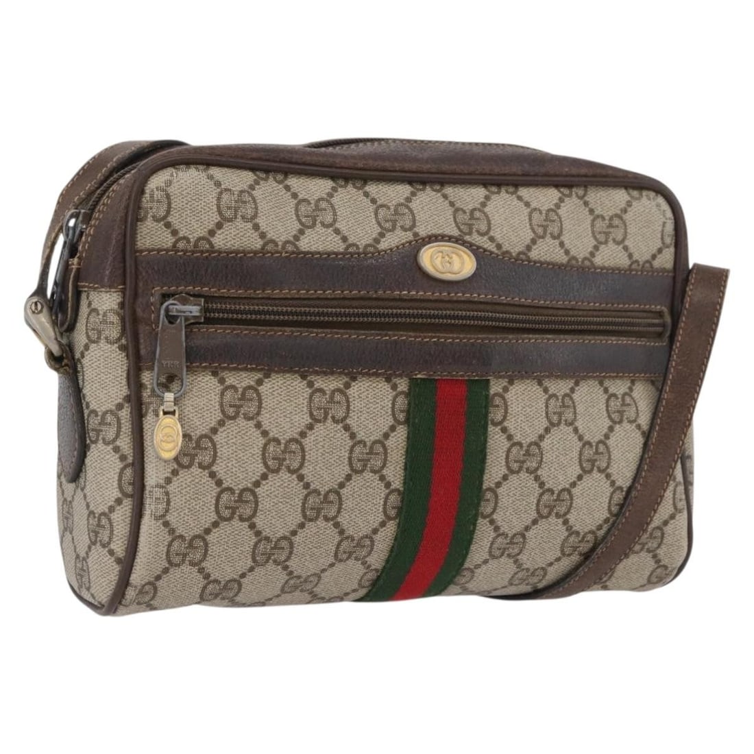 Gucci GG Supreme Sherry Line Beige PVC Shoulder Bag 67 02 004: Gucci GG Supreme Sherry Line Beige PVC Shoulder Bag 67 02 004 This is a Gucci GG Supreme Web Sherry Line shoulder bag crafted from beige and gold PVC leather and GG canvas. Designed for women, the bag