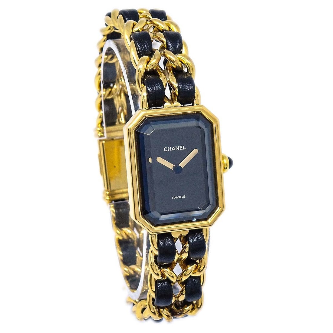CHANEL Premiere women's quartz wristwatch black gold plated Swiss made: CHANEL Premiere women's quartz wristwatch black gold plated Swiss made Women's CHANEL Premiere wristwatch with a quartz movement and analog display. It features a black gold case, black gold dial, and