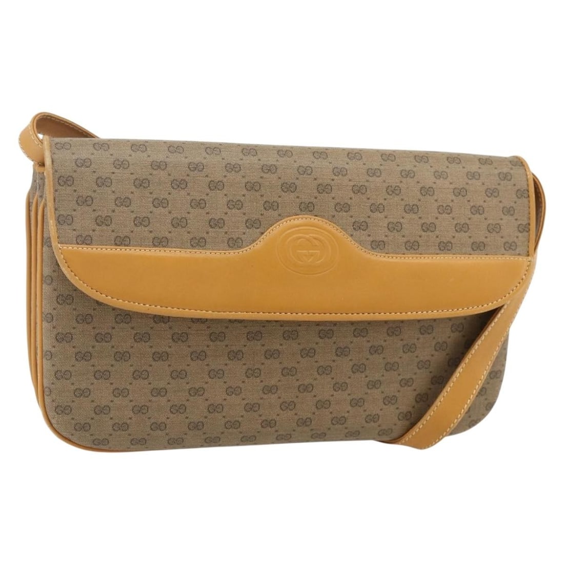 Gucci Micro GG Supreme Beige Gold PVC Shoulder Bag: Gucci Micro GG Supreme Beige Gold PVC Shoulder Bag This GUCCI Micro GG Supreme shoulder bag features a beige and gold color scheme with PVC leather and micro GG canvas material. Designed for women, th