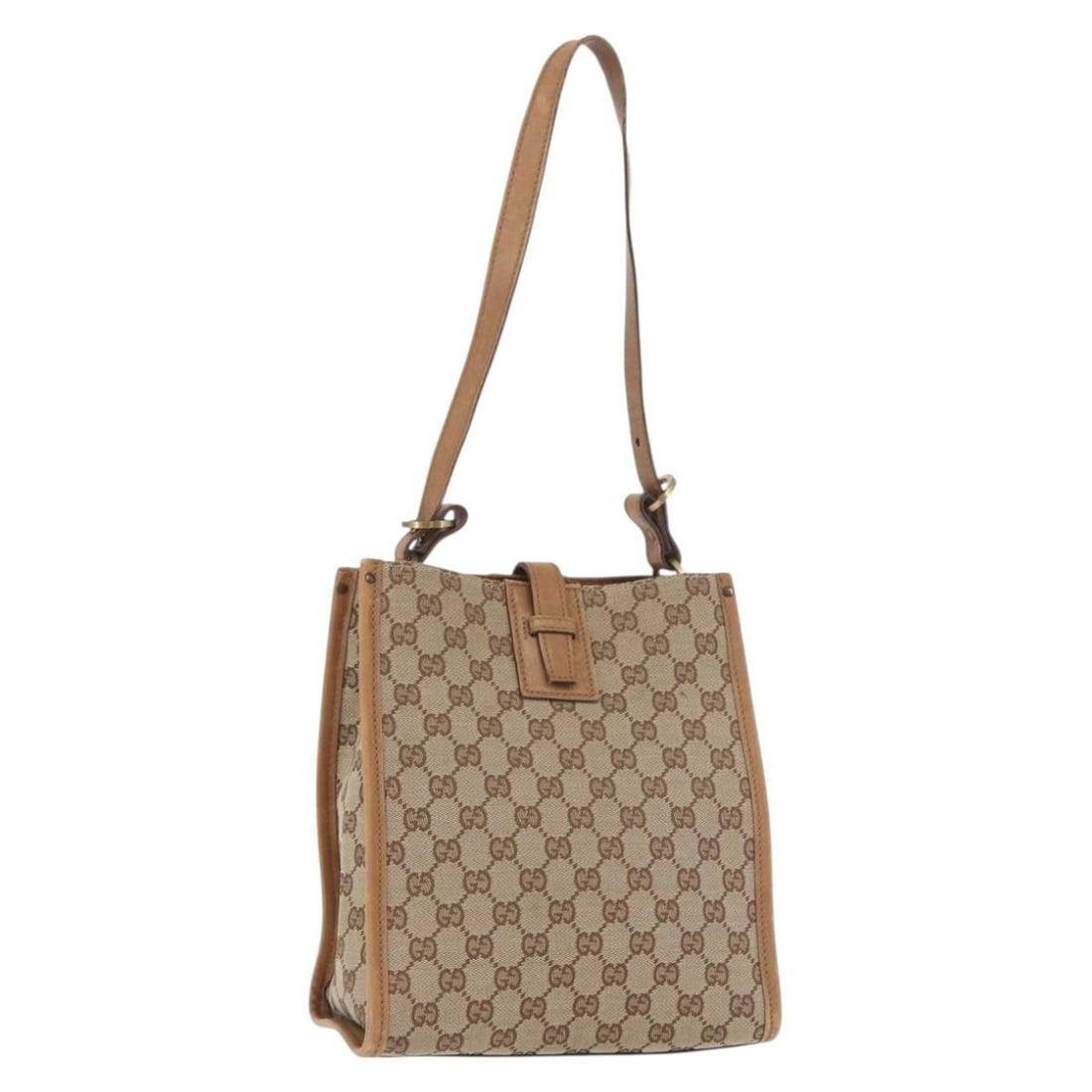 Gucci 110292 GG Canvas Shoulder Bag in Beige Gold: Gucci 110292 GG Canvas Shoulder Bag in Beige Gold Gucci shoulder bag in beige and gold GG canvas, made in Italy. This women's bag is offered as the item only; the box and dust bag are not included. Co