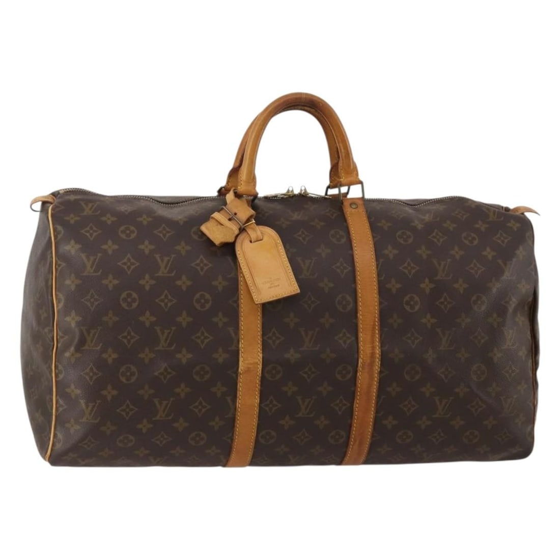 Louis Vuitton M41424 Keepall 55 Monogram Canvas Boston Bag: Louis Vuitton M41424 Keepall 55 Monogram Canvas Boston Bag Louis Vuitton Keepall 55 Boston bag in Monogram canvas, model M41424, made in France. This women's travel bag includes a name tag and powanie