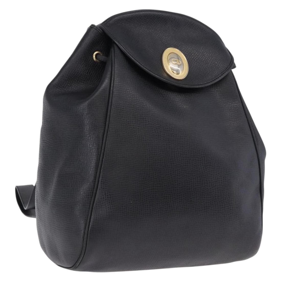 Christian Dior black leather backpack with gold tone hardware: Christian Dior black leather backpack with gold tone hardware Christian Dior women's backpack in black leather with gold-tone accents. Made in France, this heavily used bag shows visible wear througho