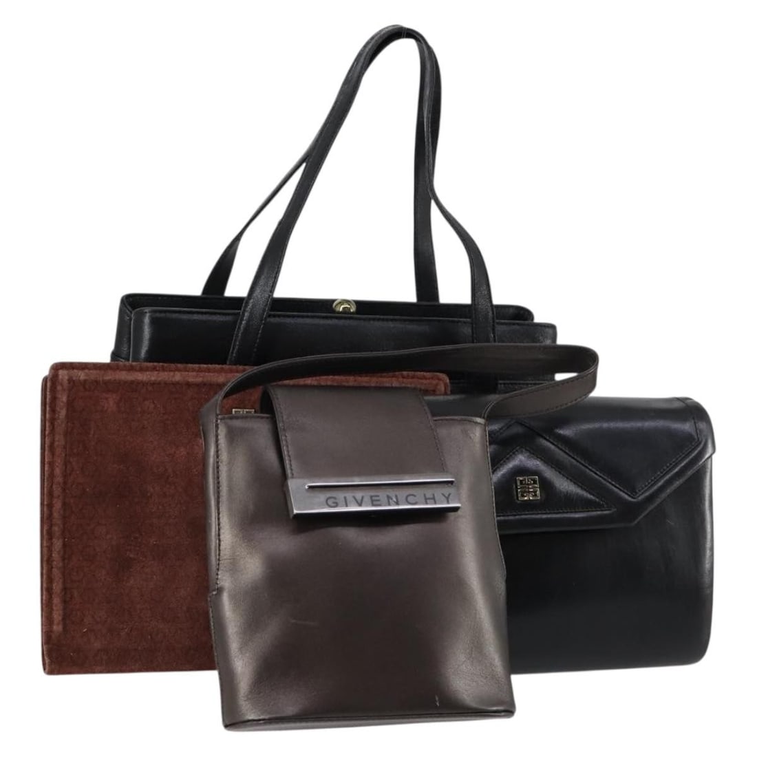 GIVENCHY Red Black Leather Clutch Bag 4 Piece Set Authentic (1 of 18)