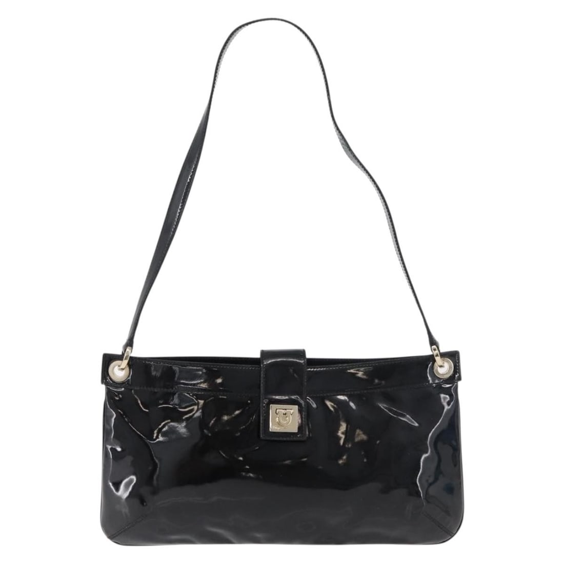 Black Patent Leather Shoulder Bag Salvatore Ferragamo Gancini (1 of 18)