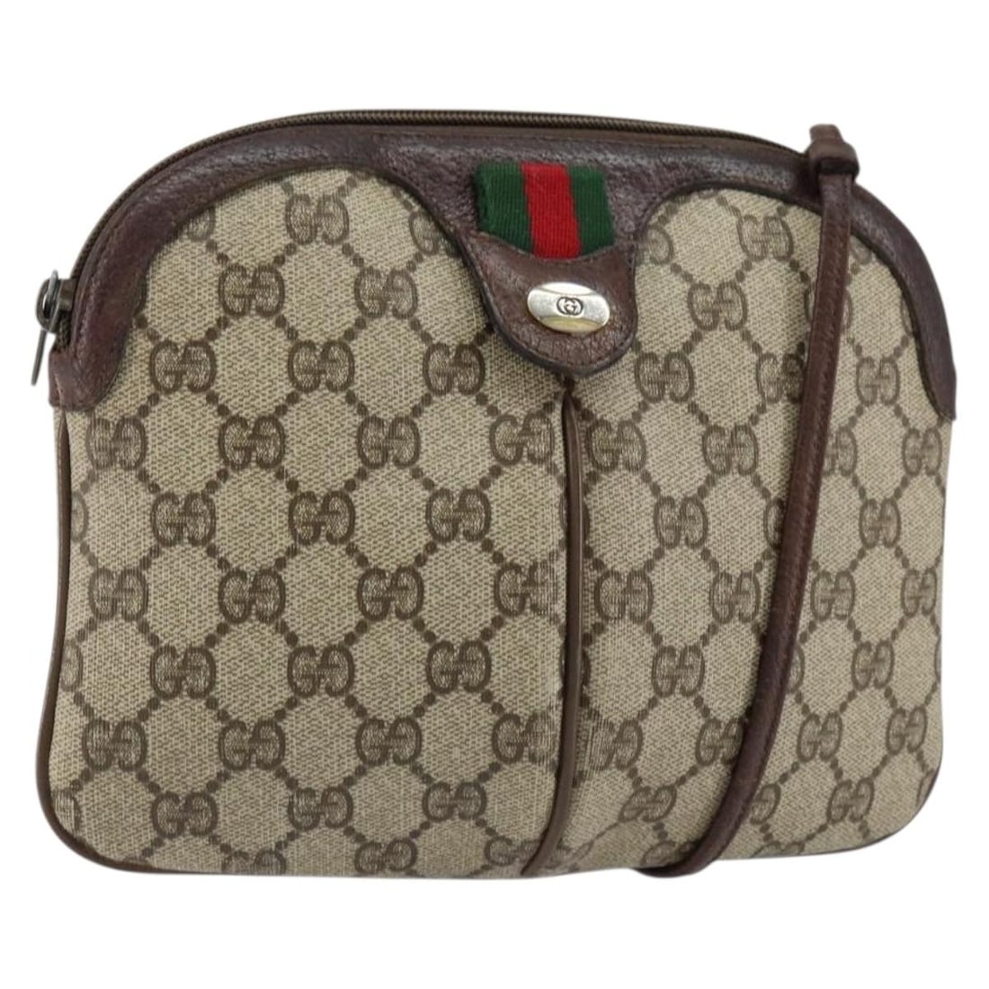 GUCCI GG Supreme Web Sherry Line Beige Shoulder Bag PVC 904 02 047 Auth: GUCCI GG Supreme Web Sherry Line Beige Shoulder Bag PVC 904 02 047 Auth Introducing the GUCCI GG Supreme Web Sherry Line Shoulder Bag, a timeless accessory crafted in Italy. This stylish shoulder bag 