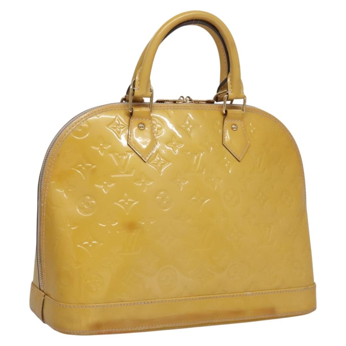 Louis Vuitton Alma PM Monogram Vernis Patent Leather Dunne Handbag M90170: Louis Vuitton Alma PM Monogram Vernis Patent Leather Dunne Handbag M90170 This Louis Vuitton Monogram Vernis Alma PM is a women's handbag crafted from patent leather in the Dunne color. The bag featur