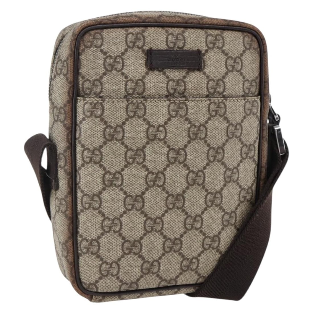 GUCCI GG Supreme Beige Silver PVC Shoulder Bag 122754 Italy: GUCCI GG Supreme Beige Silver PVC Shoulder Bag 122754 Italy This Gucci GG Supreme shoulder bag features a beige and silver design crafted from PVC leather and GG canvas. Designed for women, it offers 