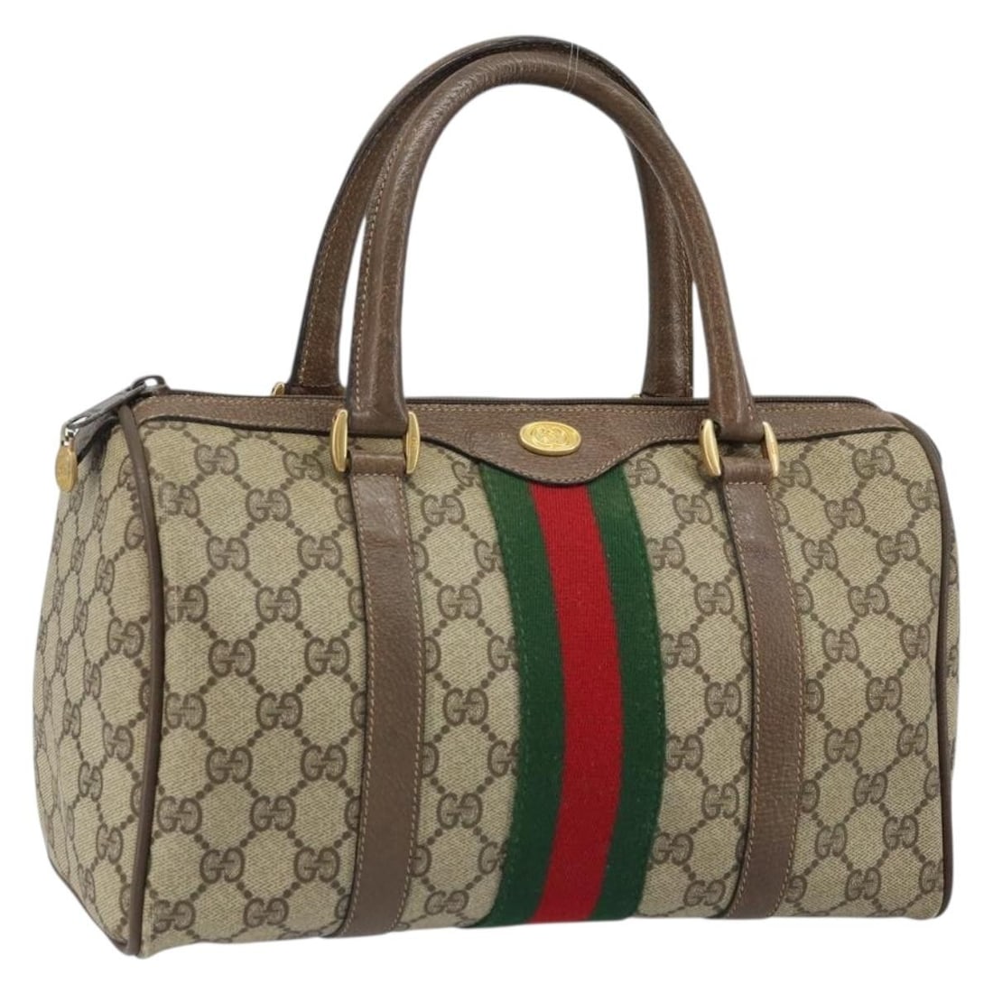 Gucci 39 02 006 GG Canvas Boston Bag Web Sherry Beige Gold (1 of 18)